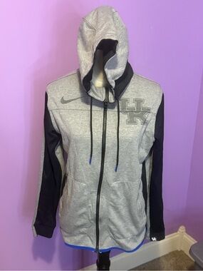 Nike Grey and Black Hooded Zip Jacket with UK Logo